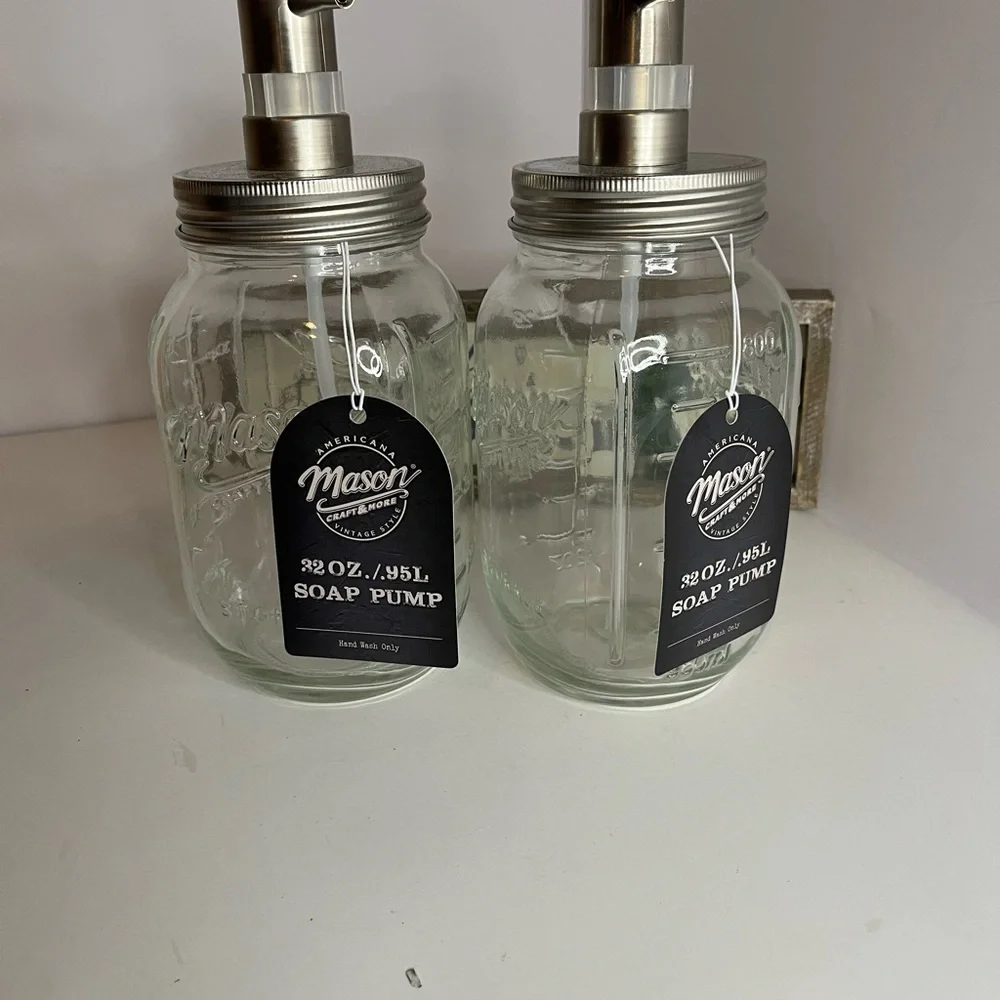 Mason Clear Glass Soap Pump Set